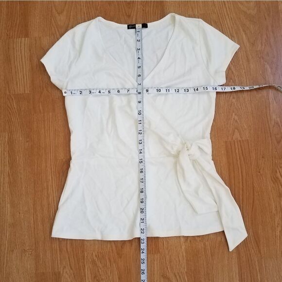 Gibson Faux Wrap Tie Shirt sz XS in Ivory - Picture 7 of 8
